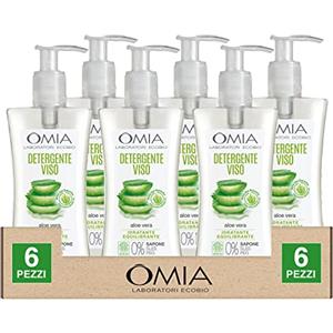 Omia Laboratori Ecobio Detergente Viso e Occhi Ecobiologico Struccante Idratante Equilibrante con Aloe Vera per Pelli Miste e Grasse Senza Sapone Certificato ICEA Eco Bio Cosmesi - 6 Flaconi da 200ml