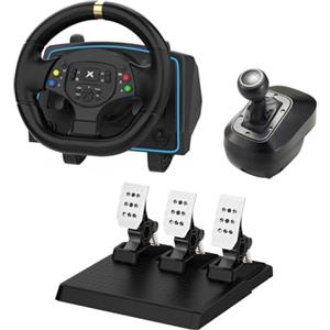 DOYO Volante e pedali per PS4, volante da gioco a 1080° con cambio a pagaia, simulatore di volante per Xbox One, PC, Xbox Series X/S, PS4, PS3, Xbox 360, Switch, Android