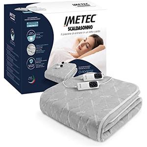 Imetec Scaldasonno Adapto Recreo, Matrimoniale 150 x 160 cm, Riscaldamento Rapido, Temperatura Costante e Personalizzata, Tessuto Anallergico Riciclato Lavabile, 2 comandi 6 Temperature, Made in Italy