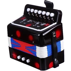 Yardwe Fisarmonica Mini per Ragazzo Ragazza Nero in Abs e Metallo Strumento Musicale Educativo per Pratica Musicale e Miglioramento Cognitivo Giocattolo Professionale