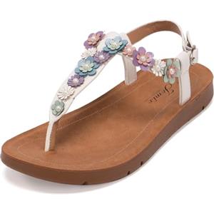 JOMIX Sandali Donna Estivi Bassi Infradito Eleganti con Cinturino Fibbia Regolabile Suola Ergonomica da Mare Passeggiate Tempo Libero WFF250450 Bianco 40