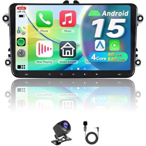 ACAVICA Autoradio Android 15 per Golf 5 6 Passat Polo - Stereo CarPlay Android Auto Wireless - Bluetooth 5.0 GPS Navigatore - Compatibile con VW Skoda Seat, 9" 4GB+64GB (Android 15, 4-Core, 4+64GB)