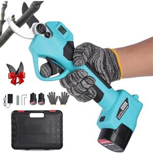 MISTRO Forbici Potatura a Batteria: Cesoie a Batteria per Potatura con Regolabile 35mm con 2 Batterie 2000mAh, Display LED, Forbice potatura a Batteria per Potatura Giardino, Olivo Electric Pruning Shears