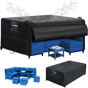 SIRUITON Copertura impermeabile per mobili da giardino,213x132x74cm,design con apertura a scatto,resistente,antistrappo,500D denari,copertura per tavolo da giardino,con cerniera,antivento