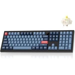 Keychron V6 Max Tastiera meccanica Wireless, 2,4 GHz/Bluetooth/USB-C 3 modalità di retroilluminazione RGB QMK/VIA Macro programmabile, tasti PBT Hot-Swappable per Mac Windows Gateron Jupiter Banana