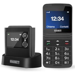 SAIET Cellulare per Anziani 4G Facile da Usare con SOS e Display a Colori | Joy Flip Telefono a Conchiglia Compatto con Tasti Grandi, Base di Ricarica, Bluetooth e Fotocamera