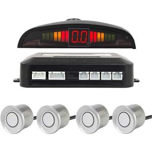 VR VETRINEINRETE Vetrineinrete® 4 sensori di parcheggio per retromarcia con display a led e segnale avvisatore acustico silver