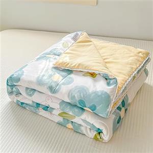 Surwin Copriletto Trapuntino Estivo Reversibile in Morbido Microfibra Leggero, per Letto Singolo Matrimoniale, Copriletto Stampa Moderno, Trapunta per Tutte Le Stagioni (Floreale Blu,150x200cm)