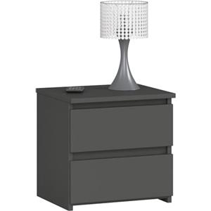 AKORD | Comodini Picolo con 2 Cassetti | Armadio Camera da Letto | Cassettiera Scrivania | Salvaspazio | 40 x 40 x 35 cm | 16mm Pannello laminato | Grigio Grafite Frontale
