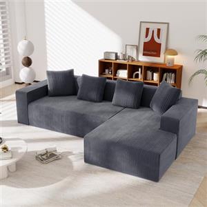 Bladez Divano nuvola modulare completamente compresso a forma di L con chaise longue, divano a seduta profonda, imbottito senza ossa, senza montaggio, divano moderno per soggiorno e camera da letto