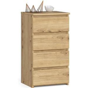 AKORD | Cassettiera a 4 Cassetti | Credenza Alta | Moderna Mobiletto per Soggiorno Sala da Pranzo Camera da Letto Corridoio Bagno | Armadio Cameretta | 35x40x74 cm | Rovere artigianale