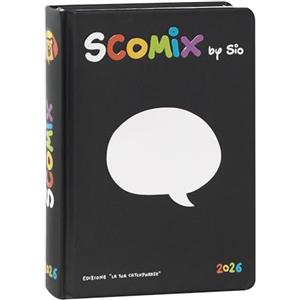 COMIX Scottecs by Sio - Agenda Scolastica 16 Mesi 2025-2026, Diario Rigido per Scuola Elementare e Media, 12x16.5 cm, Nero