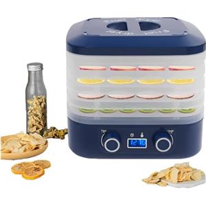 Armanyya Disidratatore, disidratatore alimentare, 5 livelli di essiccazione, tempo di asciugatura (1-48 ore), temperatura (35-70 ℃), circolazione dell'aria calda a 360°, indicatore LED, vassoi rimovibili