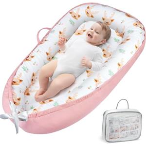 URMYWO Riduttore Lettino Neonato 90x55 cm Cuscino Doppia Faccia Riduttore per Culla Neonato in Cotone 100% Puro Fatto a Mano per Massimo Comfort (Rosa)