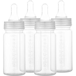 Parliky Biberon per Latte Ragazzo Ragazza 4 Pezzi 100ml con Scala in Plastica PP | Misurazione Facile, Bocca Standard, Corpo Trasparente, per Formula e Acqua Calda, Notti e Ospedali