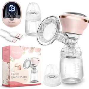 Nukido Tiralatte Elettrico 3 Modalità Portatile LED Display BPA Free Silicone Rosa Oro