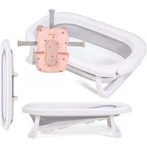 MS BabyWorld - FLEX + CUSCINO - Vaschetta Bagnetto Flessibile e Pieghevole | Fino a 24 mesi | Cuscino Riduttore per Neonati | Gambe Antiscivolo | Compatta