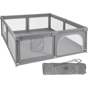 MS BabyWorld - Box Bambini XXL OXFORD - 200x180 cm | Recinto per neonati pieghevole | Area giochi sicura con porticine e finestre a rete | Con ventose | Montaggio Facile (200 x 180 cm)