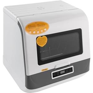 WOLEGM Mini lavastoviglie, lavastoviglie da tavolo indipendente, lavastoviglie per 4-6 set di posate, mini lavastoviglie da tavolo con tubo dell'acqua (bianco)