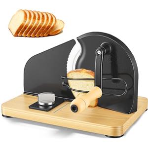 Nastopee Affettatrice manuale per pane, acciaio inossidabile 304, con scala e spessore, ventosa, fetta regolabile, affettatrice universale per formaggio, pane e verdure, nero