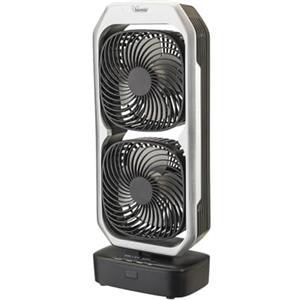 bimar VTR2 Ventilatore portatile, Ventilatore da tavolo, Ventilatore senza filo, Bi-elica, autonomia 6 h½, 3 velocità, Timer 8h, Con telecomando, 2 Ventole orientabili, Cavo USB