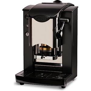 FABER COFFEE MACHINES | Modello con slot da incasso in acciaio inossidabile | Macchina da caffè da 44 mm | Colore bordeaux in plastica nera | Pressa per cialde in ottone (nero/nero)