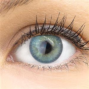 GLAMLENS Lenti a contatto colorate Valencia R Blue - azzurre - mensili - con porta lenti a contatto -blu naturali in silicone idrogel - 2 pezzi - senza correzione 0.00 diottrie lente a contatto