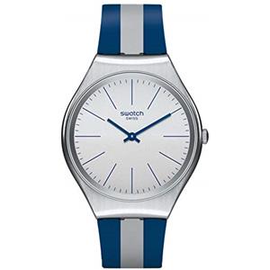 Swatch Orologio analogico al quarzo da uomo con cinturino in silicone SYXS107, Bianco, Cinturino da polso