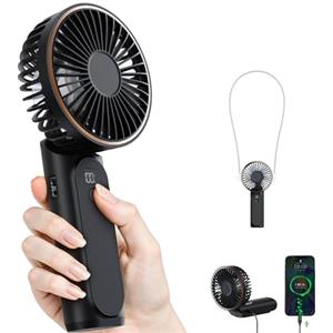 TUNISE Mini Ventilatore Portatile USB Ricaricabile, 4000mAh Batteria, 6 Velocità, Ventilatore da Tavolo Pieghevole 180°, Ultra Silenzioso, Display LCD, Design Piccolo e Tascabile per Casa, Ufficio, Campeggio