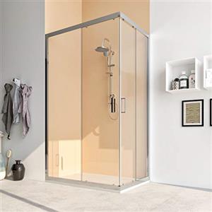 MarinelliGroup Box doccia cabina angolare 70 75 80 90 100 110 120 140 cm porta scorrevole vetro anticalcare 6mm ACACIA (90x110 cm, Vetro: TRASPARENTE)