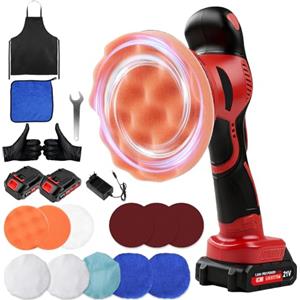 YUMILI Lucidatrice Auto a Batteria, 150 mm Lucidatrice Rotorbitale, 8 Velocità Regolabili Kit Lucidatura Auto con 2×21V 1500mAh Batterie, 5800RPM per Cura dell'Auto, Ceratura, Lucidatura e Rimuovere Graffi