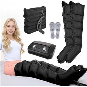 LQJHDM Massaggiatore Pressoterapia Gambe | Professionale Stivali Pressoterapia Gambe | 6 Cavità Pressoterapia per Casa Massaggiatore Piedi e Gambe (Nero 2 Gambe + addome)
