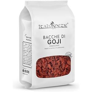 ITALIA SPEZIE Bacche di goji senza zucchero aggiunto 250 g - goji berries 100% naturale super food - frutta secca, ideale per perdita di peso e mix con fiocchi di avena, semi di zucca, lino, chia - Italia Spezie