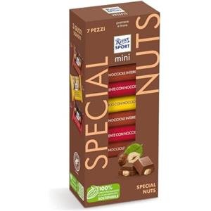 CAIYA Ritter Sport Special Nuts Mini Tower con Cioccolatini Assortiti al Cioccolato a Latte, Bianco e Fondente con Nocciole 116g