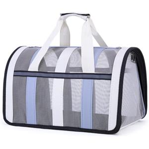 Treer Borsa per Trasporto Gatti Piccoli da Passeggio, Pieghevole Trasportino Cane Trasportino Morbido, Aereo Borsa per Animali Domestici Viaggio, Borsa A Tracolla (33 * 25 * 22cm,Azzurro)