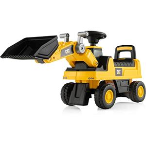 GYMAX Ruspa Giocattolo per Bambini, Escavatore Cavalcabile con Benna Regolabile, Clacson e Spazio di Archiviazione Nascosto, Pneumatici Anti-scivolo, 1-3 Anni