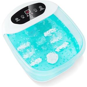 HOMASIS Pediluvio, massaggiatore elettrico per piedi con funzione di massaggio ad acqua, bolle d'aria calda, con controllo delle vibrazioni e della temperatura e timer di temperatura 1 ora (azzurro)