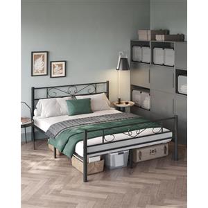 VASAGLE Struttura Letto Matrimoniale, Letto a Doghe in Metallo per Materassi di 160 x 190 cm, per Stanza di Ospiti, Montaggio Facile, per Spazi Piccoli, Nero Inchiostro RMB069B01