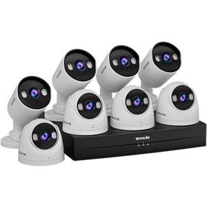 Tenda kit di telecamere di sorveglianza PoE per esterno, 8 telecamere CCTV 4MP da esterno + HDD da 1 TB + NVR (supporta fino a 10 TB) per videosorveglianza 24/7, telecamera IP PoE con rilevamento pers
