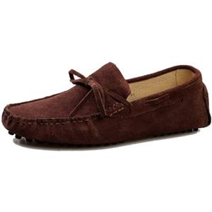 MGM-Joymod Mocassini da uomo comodi, con lacci, scamosciati, per guida, da passeggio, penny, scarpe da barca slip-on, Marrone scuro, 46 EU