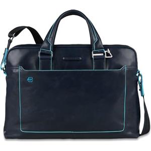 PIQUADRO - Borsa da Lavoro - Con Tracolla - Porta PC 15.6 - In Pelle - Uomo - Colore Blu Notte