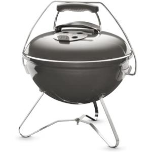 Weber Barbecue a carbone Smokey Premium/Design portatile, coperchio e braciere smaltati in porcellana, superficie di cottura di 37 cm, maniglia Tuck-N-Carry, grigio fumo