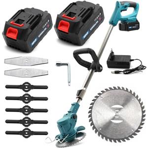 081 Store - Tagliaerba a batteria 68v, Decespugliatore a 2 batterie da 68v con 3 modalità di taglio, tagliabordi senza filo con asta telescopica e testa girevole di 90°