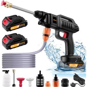 LTPAG Rondella ad alta pressione, 21 V, 60 bar, idropulitrice portatile ad alta pressione, con ugello 3 in 1, 2 batterie, tubo da 5 m, idropulitrice portatile per auto, terrazze, giardino, recinzioni
