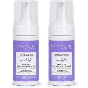 Naturaverde | Mousse Detergente Viso Upcycling, Con Mirtillo e Acido Salicilico, 100 ml (Confezione da 2)