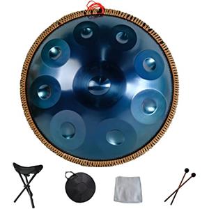 RongJ Handpan armonico Drum Hand Pan 9 10 12 14 Note Strumento a percussione Professionale Handpan in Acciaio con Borsa da Viaggio Decorazione in Corda e Mazze per Meditazione Yoga Zen