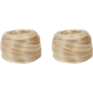 Rainway 2 elastici per capelli con capelli, capelli veri, scrunchies, scrunchies per capelli lisci per donne, parrucca elastica con elastico, accessorio per ciambella (biondo con biondo sbiancante, 27 g)
