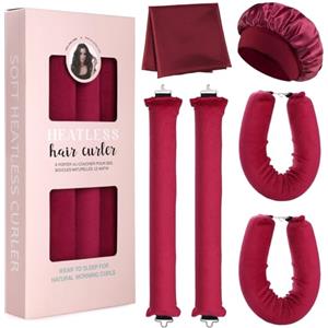 GeeRic 4pcs Bigodini Capelli Senza Calore，GeeRic Bigodino Lungo per Boccoli+Cuffia Doccia+Foulard da Fisso Flessibile Boccoli Arricciacapelli per Capelli Medi/Lunghi DIY Salone Strumento per Styling Dormo