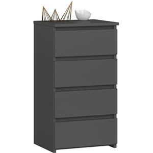 AKORD | Cassettiera a 4 Cassetti | Credenza Alta | Moderna Mobiletto per Soggiorno Sala da Pranzo Camera da Letto Corridoio Bagno | Armadio Cameretta | 35x40x74 cm | Grigio Grafite