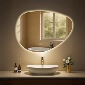 CLP Specchio da Bagno Almafie con Illuminazione, Specchio da Bagno antiappannamento, Specchio da Parete LED, con e Senza Bluetooth, Contenuto del Set:Senza Bluetooth
